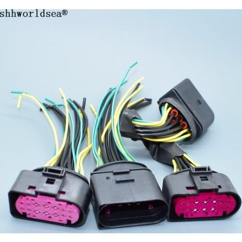 Shhworldsea 14 Pin/Way Car Xenon Headlight Lamp Plug Connector Socket 1J0973737 1J0 973 737 For Audi VW Golf MK6 Skoda 1J0973837