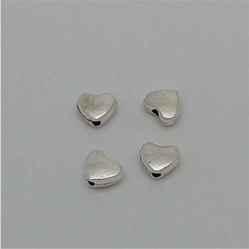 400pcs/lot Antique Silver Tiny Heart Beads 6x5mm DIY Jewelry Findings