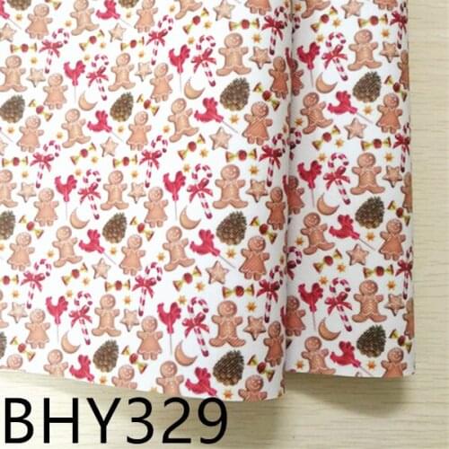 Free shipping 7.6*12inch cartoon Christmas print synthetic leather fabric for DIY accessories BHY328
