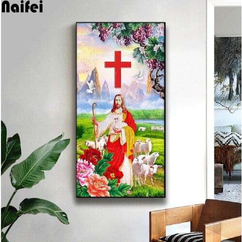 Large Size Jesus Christian Living Room Vertical Diamond Embroidery Restaurant Hand Diamond Painting Cross Stitch Christmas Gift