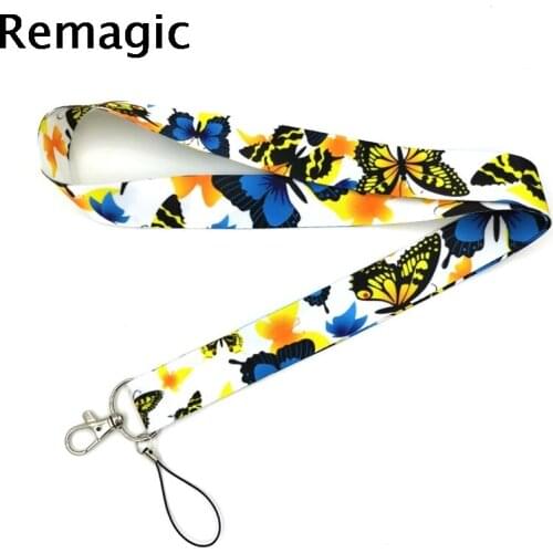 100pcs Butterfly Neck Strap Lanyard keychain Mobile Phone Strap Badge Holder Rope Key Chain Keyrings cosplay Accessories Gifts