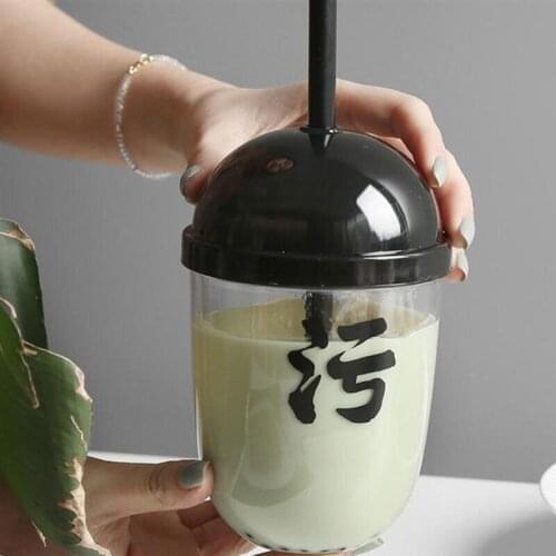 Bubble Tea Straw Water Cup Sproof Funny Creative Practical Water Cup For Home Store Shaker Bottle