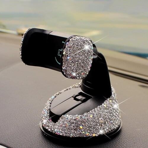 Dashboard Windshield Air Vents Crystal Phone Bracket for 3 in 1 Bing Bling Car Phone Holder 360° Rotating Interior Accessories