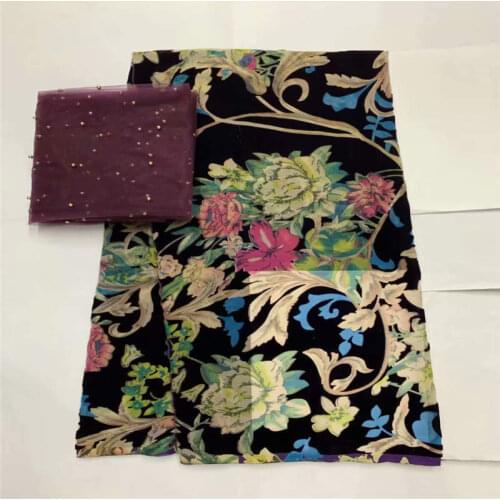 Hot Selling High Quality Silk Velour Fabric Textile Flower Pattern Velour Fabric Ladies Dress for(5+2)Yards! LXF586