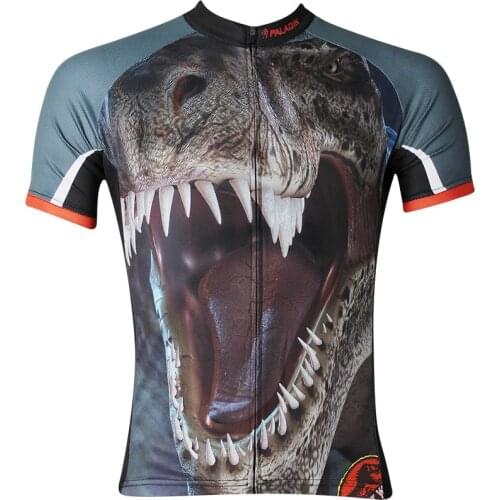 Good quality tyrannosaurus 3D printed cycling jersey for mens boys short sleeve bike jersey with large size