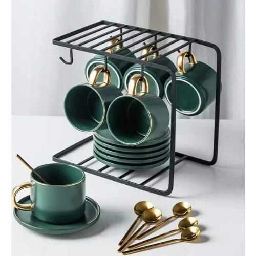 Ceramic Coffee Cup, Cup and Saucer Six-Piece Set with Spoon Simple Ins Wind Afternoon Tea Set