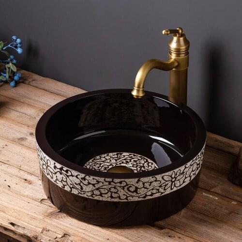 China Artistic Painting Handmade Ceramic washing basin Bathroom wash basin