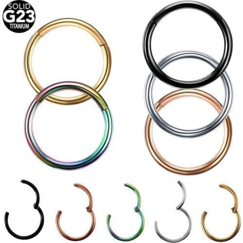 50Pcs/lot G23 Titanium Hinged Segment Nose Ring Nipple Clicker Ear Cartilage Tragus Helix Lip Piercing Body Jewelry 14G 16G
