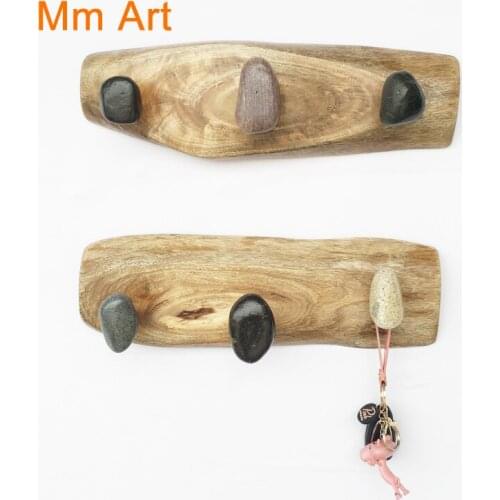 Cobblestone Creative Colthing Hanger Wall Hanging behind the Door, on the Wall Coat Hook Solid Wood Row Hook