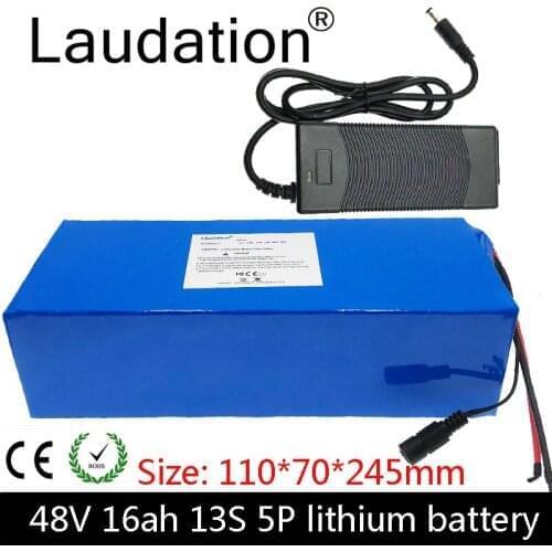 Laudation 48V 16ah Rechargeable Lithium Battery 18650 Pack 13S 5P With 25A BMS And Charger For Electric Bicycles, Scooters, Etc