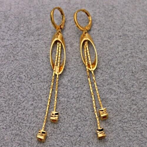 Trendy 18k Gold Copper Plated Chain Dangle Drop Earrings For Women Girls Fashion Jewelry Accessories Wedding Party Gift