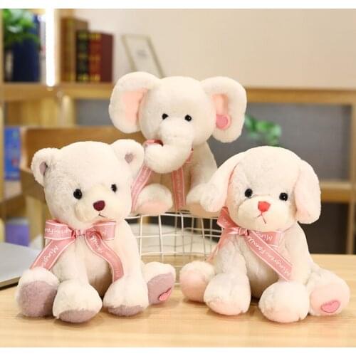 25CM Soft And Cute Elephant Bear Puppy Series Plush Toy Animal Stuffed Doll Baby Soothing Toy Girlfriend Birthday Christmas Gift
