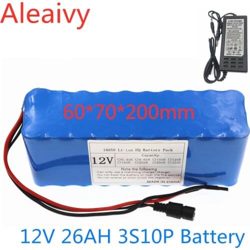 NEW High Quality 18650 3S10P 26AH Rechargeable Portable Lithium-ion Battery DC 12V 26000mAh With BMS battery pack+3A charger