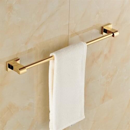 Bathroom Single towel bar Copper Towel Racks Wall Mounted Bath Towel Holder gold 30-60cm Bathroom Accessories bath hardware