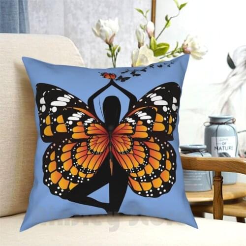 Orange Monarch Pillow Case Printed Home Soft DIY Pillow cover Orange Monarch Butterfy Yoga Meditation Travel Funny Breath