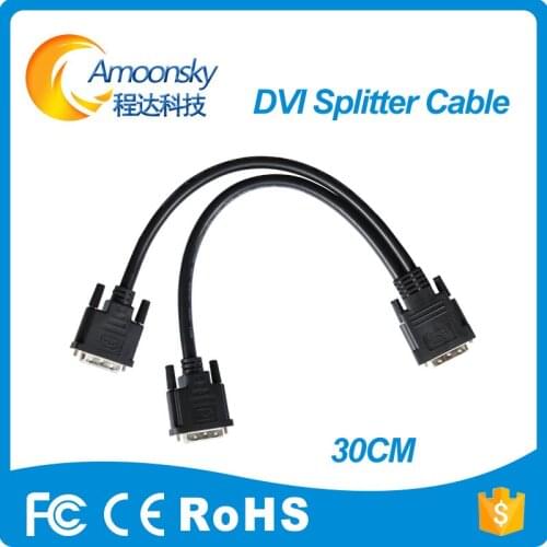 Original good quality dvi line link computer monitor 1 to 2 dvi splitter led controller cable 30cm