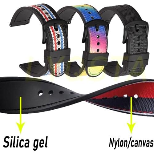 22mm Easyfit Rubber Silicone Watch Band+Nylon Watch Strap For Samsung Gear S3 Frontier Classic/Galaxy watch46/3 45mm Accessories