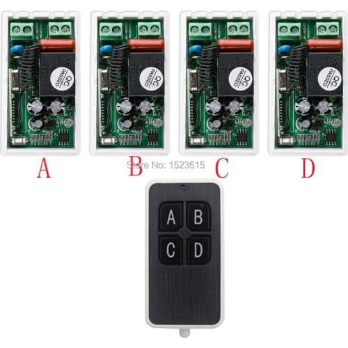 Most simple wiring AC220V 1CH 10A wireless remote control switch system 1X Transmitter + 4X Receiver relay smart house z-wave