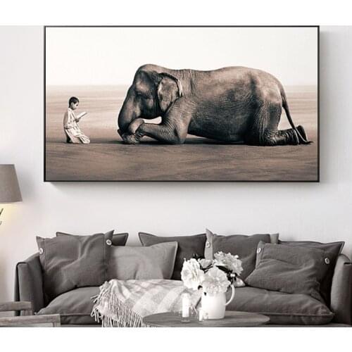 Modern Buddha Zen Elephant Religion Canvas Painting Posters and Prints Cuadros Wall Art Pictures for Living Room Home Decoration
