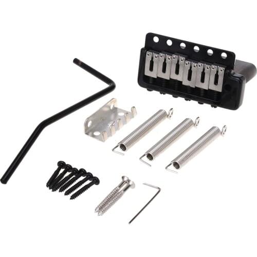 Wilkinson WVPC-SB 54mm 6-Hole Steel Saddles Guitar Tremolo Bridge with Steel Block for Import Strat and Japan Strat, Black
