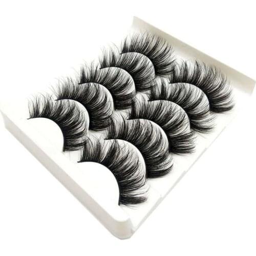 Mink Eyelashes Wholesale Fluffy Lashes False Eyelashes 3d Mink Hair Strip Lashes Extensions Natural High Quality 5 Pairs