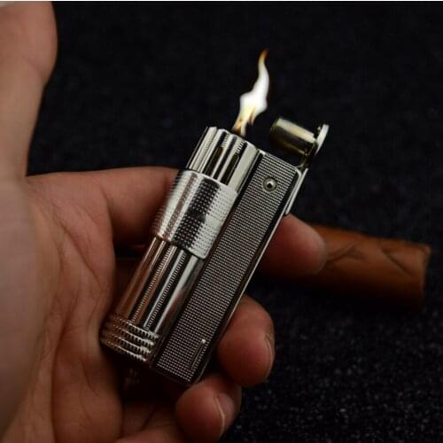 Retro one-button ignition Kerosene gasoline petroleum oil cigarette lighter Personality cheap NO LOGO igniter men holiday gift