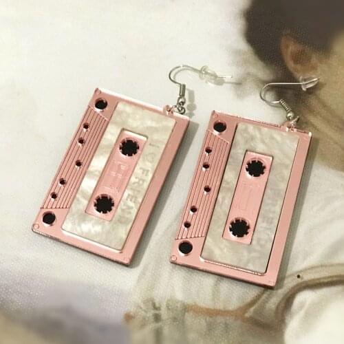 2021 Women Earrings cassette Pandent Earrings Charm Hip Hop Girls Gift Cute Stud acrylic jewelry Evening Party Earring
