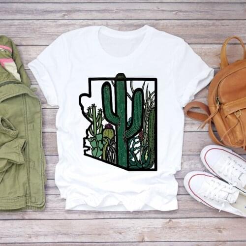 Women T-shirts Cartoon Plant Cactus Desert Summer Autumn 90s Womens Stylish T Top Ladies Print Lady Shirt Ladies Tee T-Shirt
