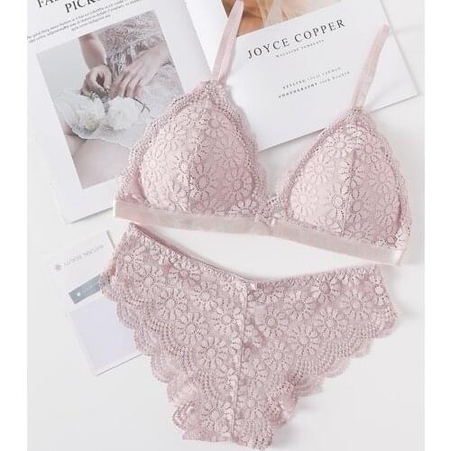 Lace Bra Set Seamless Underwear Women Backless Vest Push Up Padded Bralette Thin Panties Female Briefs Intimates Sexy Lingerie