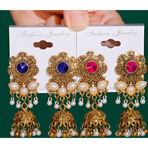 Corful Flower Ladies Sculpture Earrings Bollywood Bijoux Vintage Bohemia Earrings Ethnic Tribe Indian Jewelry Classic Gold