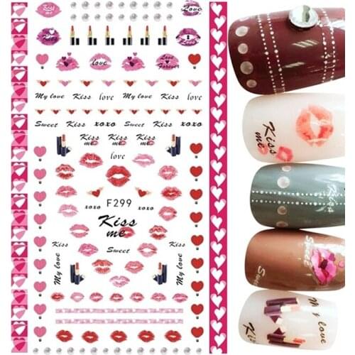Love Fruit Lip Print Bear Nail Sticker Adhesive Casting Process Decorative Art Ornaments 10pcs