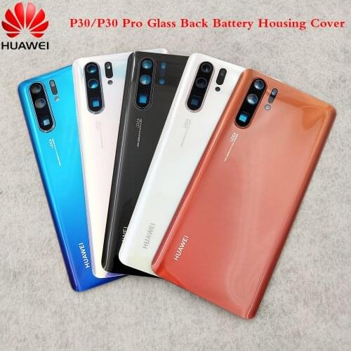 100% Original Huawei P30 Pro Battery Cover Back Glass Panel Rear Housing Case For P 30 Replacement With Camera Glass Lens Frame