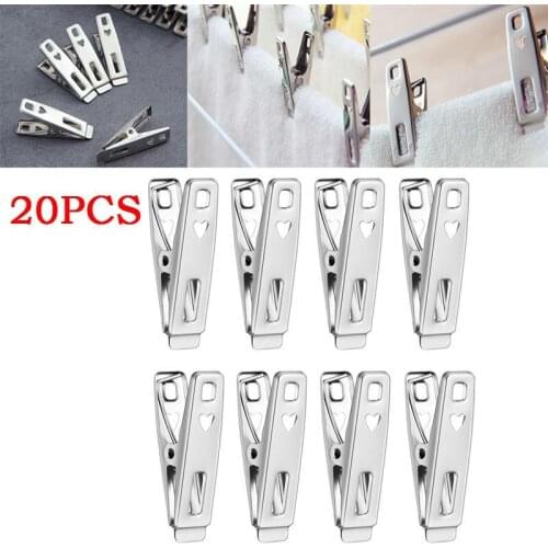 20PCS Clothes Pins Metal Antislip Stainless Steel Windproof Clothes Drying Hanger Clothespins Clothes Clips Sewing Clips