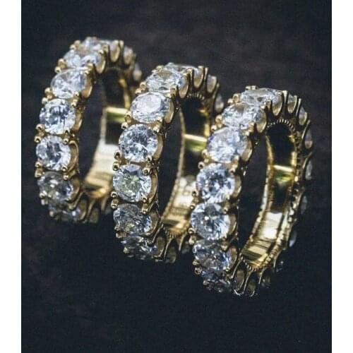 5MM 5A Clear Cubic Zirconia CZ Engagement Eternity Band Ring Iced Out Bling Men Boy Finger Jewelry