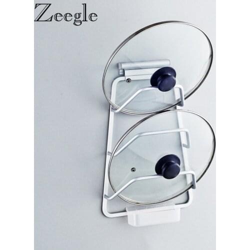 Aluminum Kitchen Pot Rack Pan Lid Holder Cabinet Door Pot Pan Lid Wall Mounted Rack Organizer Space Saver Storage Shelf 3 Layers