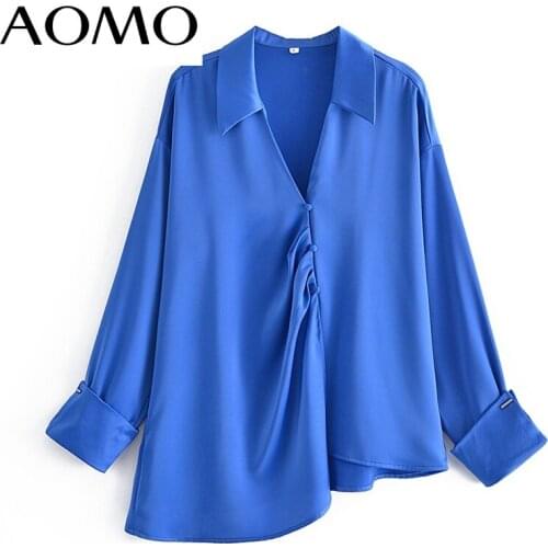 AOMO Womens Satin Shirts