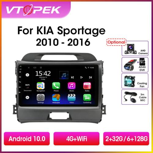 Vtopek 9" 4G+WiFi DSP 2din Android 10.0 Car Radio Multimidia Video Player Navigation GPS For KIA Sportage 3 2010-2016 Head Unit
