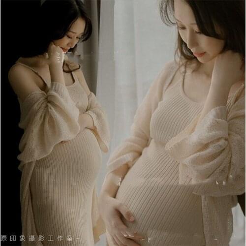 Maternity Dresses Maternity Photography Props Plus Size Dress Elegant Fancy Cotton Pregnancy Photo Shoot Women Long Dress