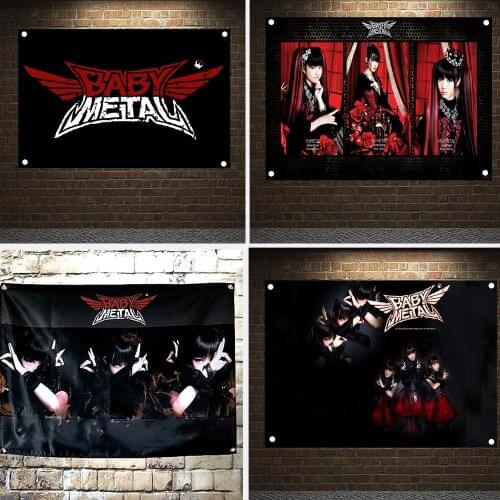 "BABYMETAL" 96X144 CM Large Banner Flags Retro Rock Band Logo Poster Tapestry Canvas Painting Wall Art Bar Cafes Home Decoration