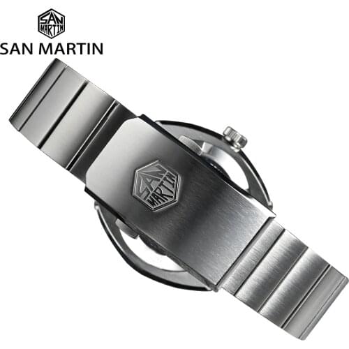 San Martin Bracelet High Quality 316L Solid Stainless Steel Watch Parts Two Links Flat Ends 20mm Brushed Clasp Universal Strap
