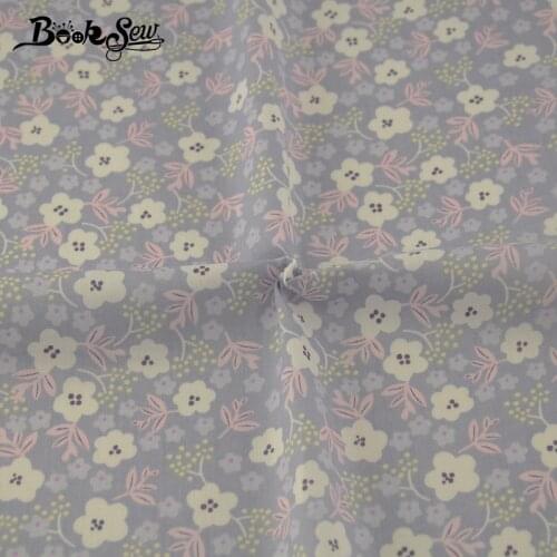 Booksew Flowers Design Light Grey Bottom Material DIY Telas Quilting Patchwork Twill Scrapbooking 100% Cotton Fabric Tecido