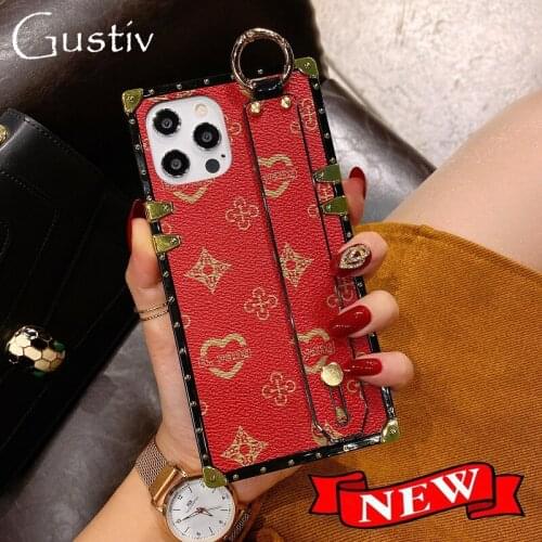 Samsung S10 Luxury Wristband Square PU Leather Phone Case For Samsung S9 S10e S20 Note 8 9 10 Lite 20 Plus Ultra Vintage Cover
