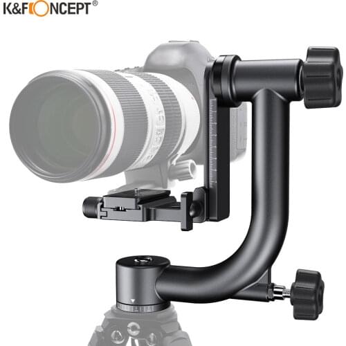K&F Concept Tripod Head Aluminum Alloy 360 Degree Panoramic Gimbal Tripod Head with 1/4'' Standard Quick Release Plate