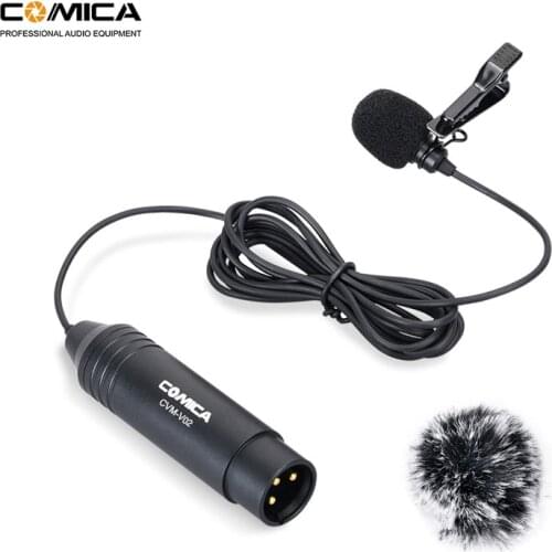 COMICA CVM-V02C XLR 48V Phantom Power Cardioid Lavalier Lapel Microphone for Canon Sony Panasonic Camcorder for ZOOM Recorder