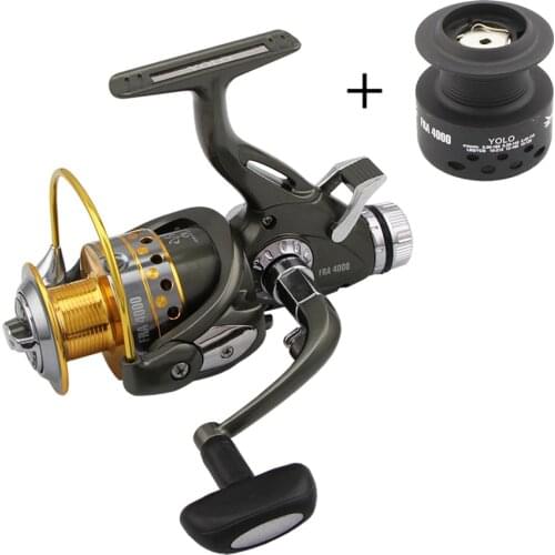 HiUmi Dual Brake Feeder Spinning Reel Plus Extra Spool Fishing Reel Bait Runner 10BB Double Drag FRA6000