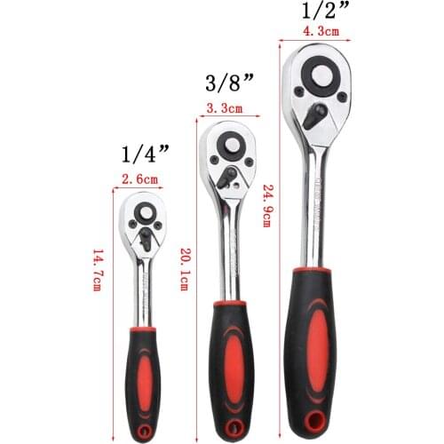 1/4" 3/8" 1/2" Steel High Torque Ratchet Wrench 24 Teeth Quick Release Professional Labor Saving Single-end Hand Repair Tools