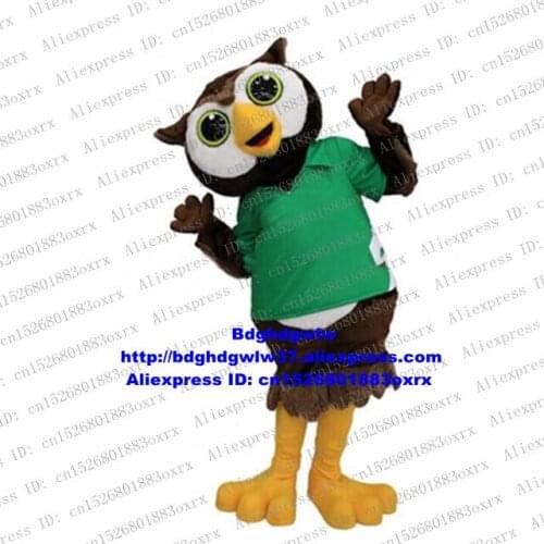 Brown Green Owl Owlet Mascot Costume Adult Cartoon Character Outfit Advertising Campaign Marketplstar Marketplgenius zx2189