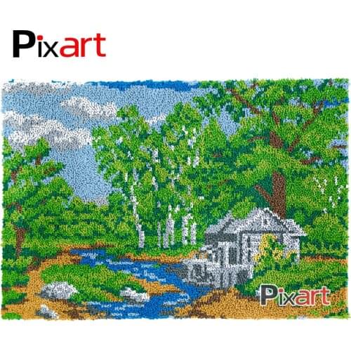 Latch Hook Rug Dream House Crocheting Wall Tapestry Kits DIY Carpet Rug Chunky Yarn Needlework Knitted Floor Mat Hobby & Crafts