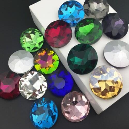 40Pcs/Lot 27mm Baoshihua More Colors Round Fancy Stones Flat Top Pointback Glass Crystals 1216 For Jewelry Making