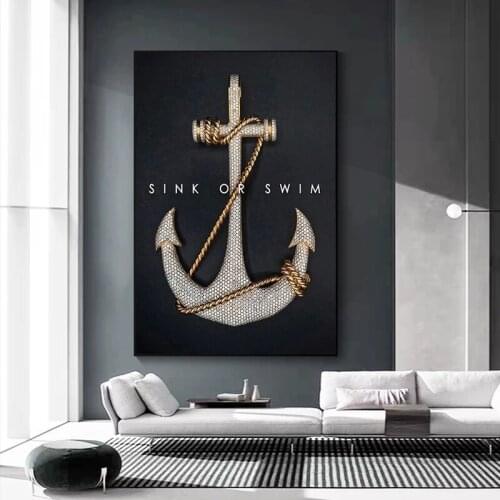 Anchor Canvas Painting Art Decora Black Poster Nordic Picture Decoration Posters and Prints for Living Room Cuadros Unframed